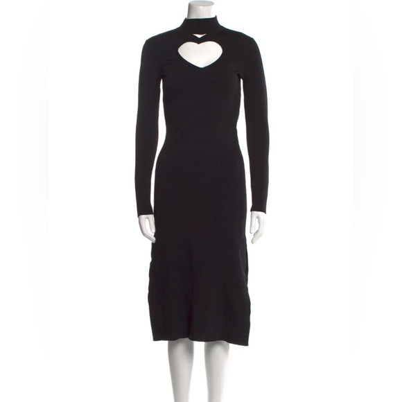 Staud black Castle long sleeve knit midi dress with heart cutout - Small - Picture 6 of 8